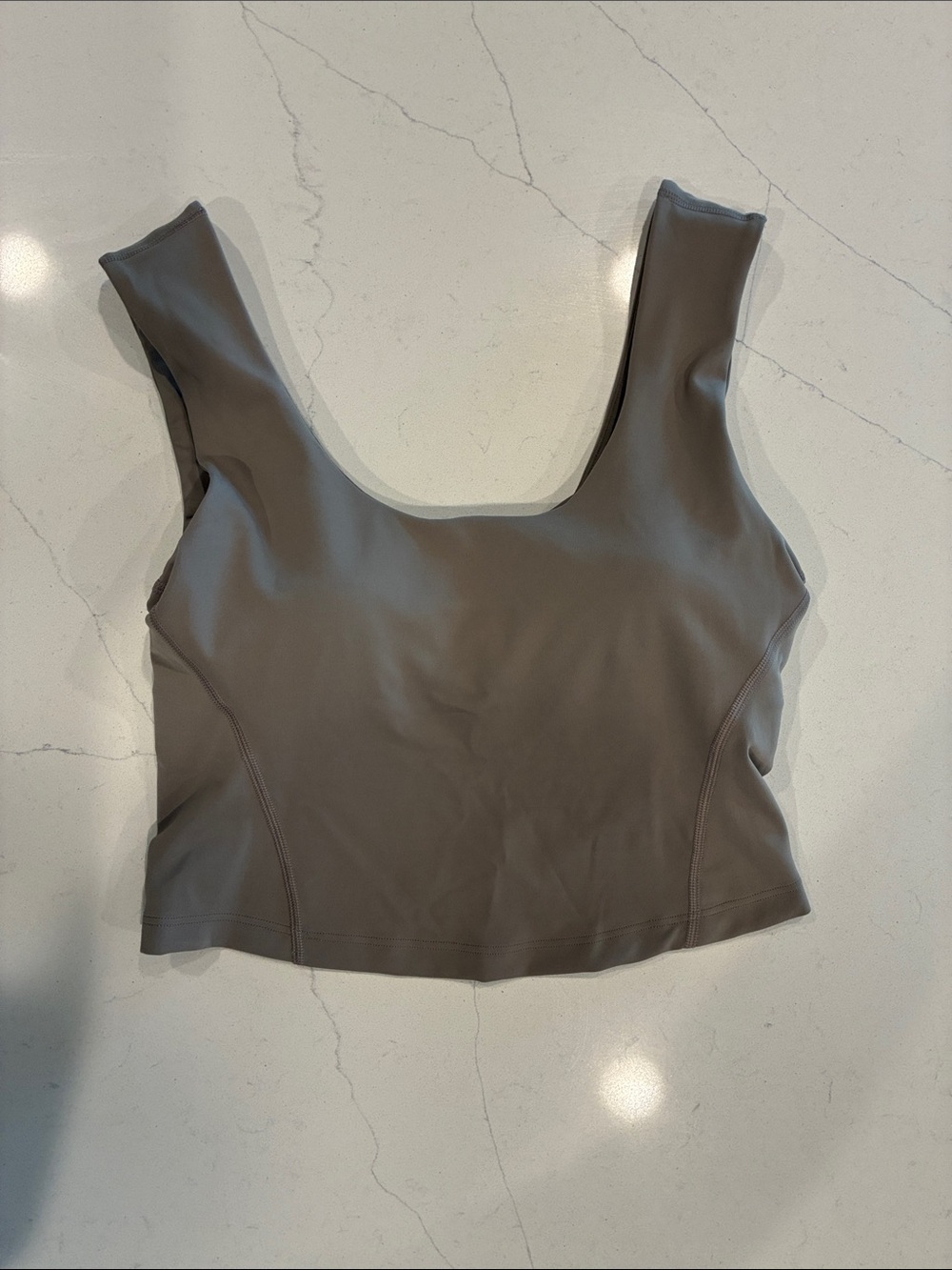 Lululemon Taupe Scoop Neck Crop Top - Built in bra with pads.